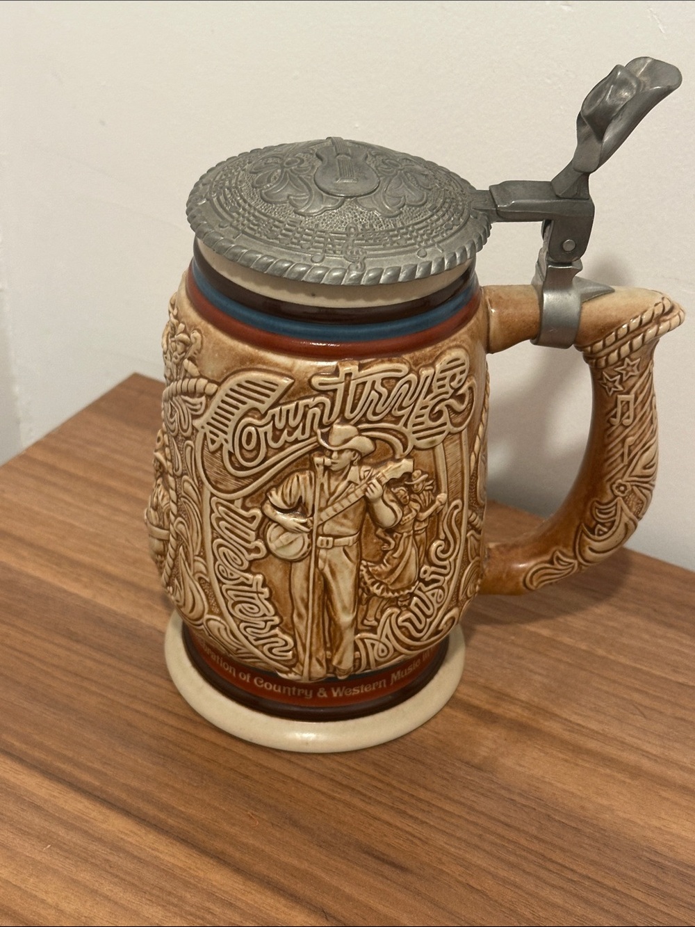 Avon, Country & Western Music Ceramic Stein with Pewter Lid
